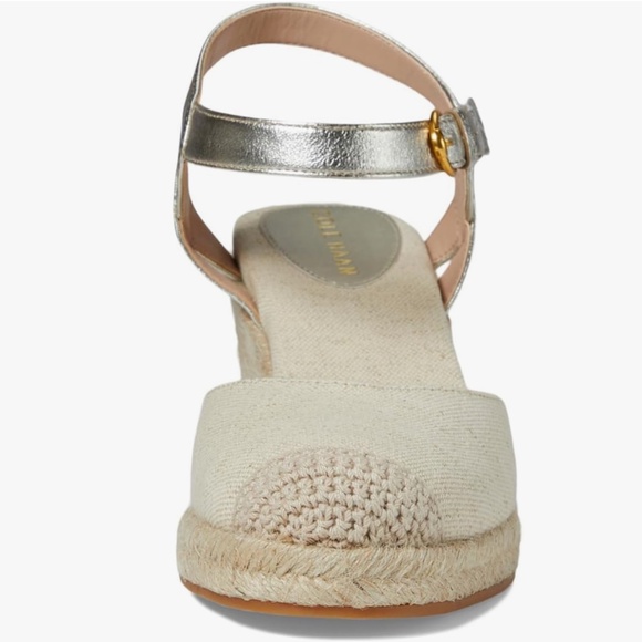 Cole Haan Cloudfeel Espadrille Wedge Women's Heels /Soft Gold Leather - Picture 3 of 7